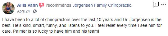 Jorgensen Family Chiropractic Patient Testimonial